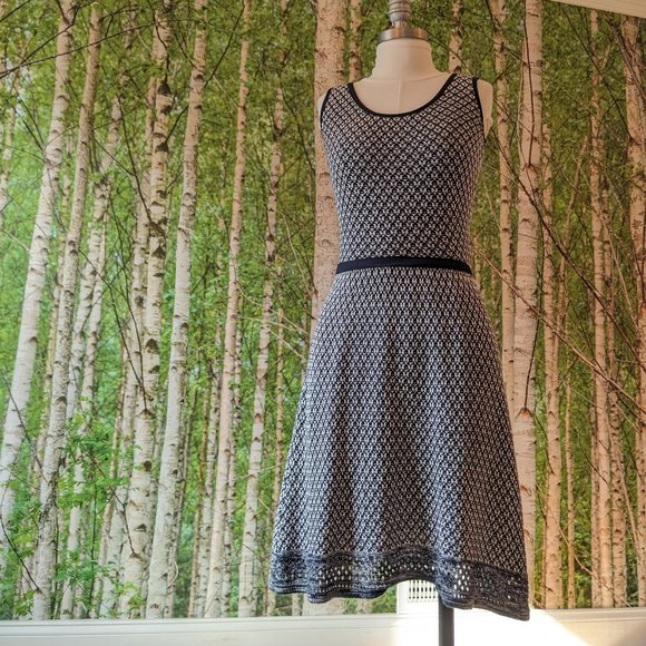 Jessica Simpson Florence Knit Midi Sweater Dress in Navy Blue & White - Picture 10 of 12